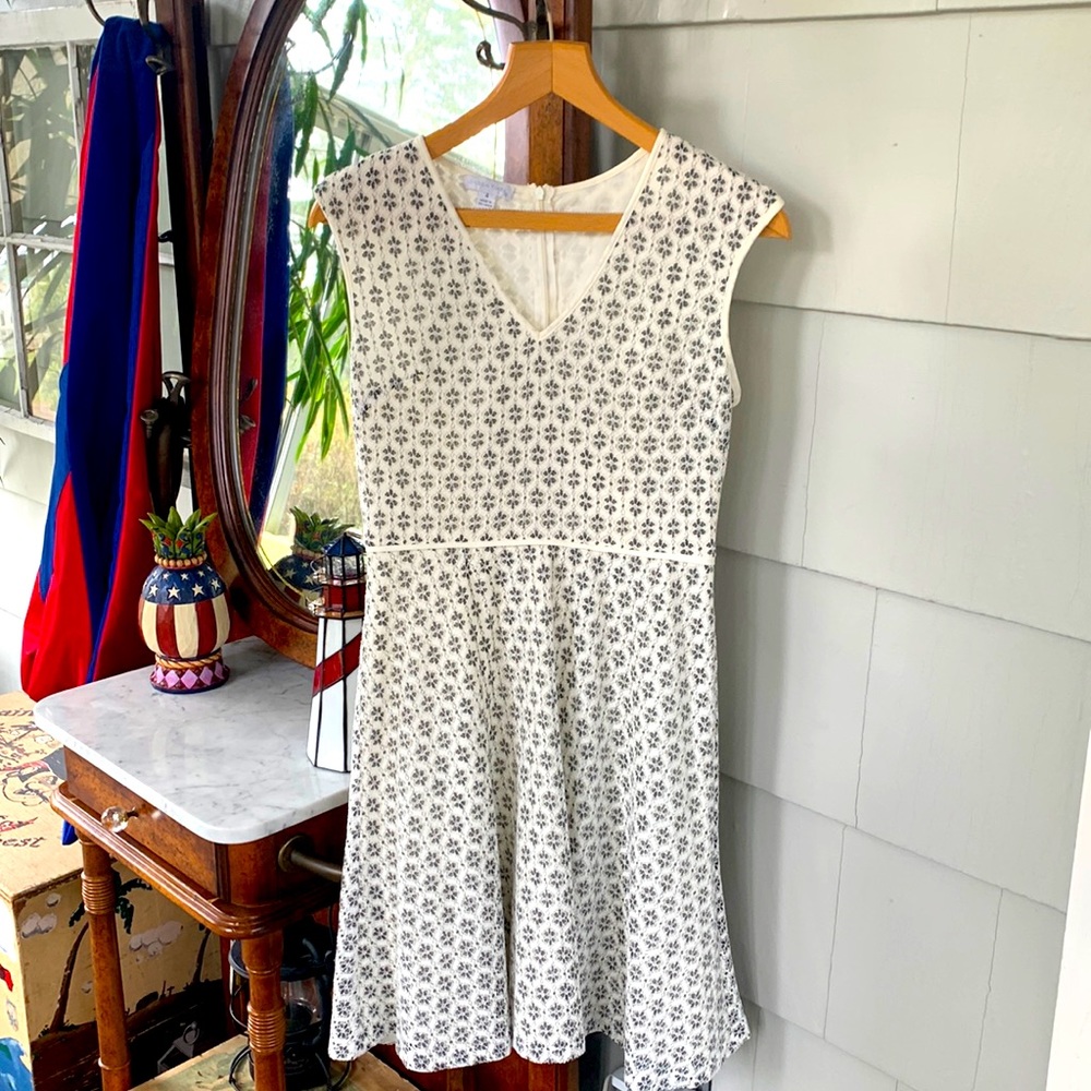 London Times Lace Crochet Floral Eyelet Sleeveless Dress A-Line Fit & Flair